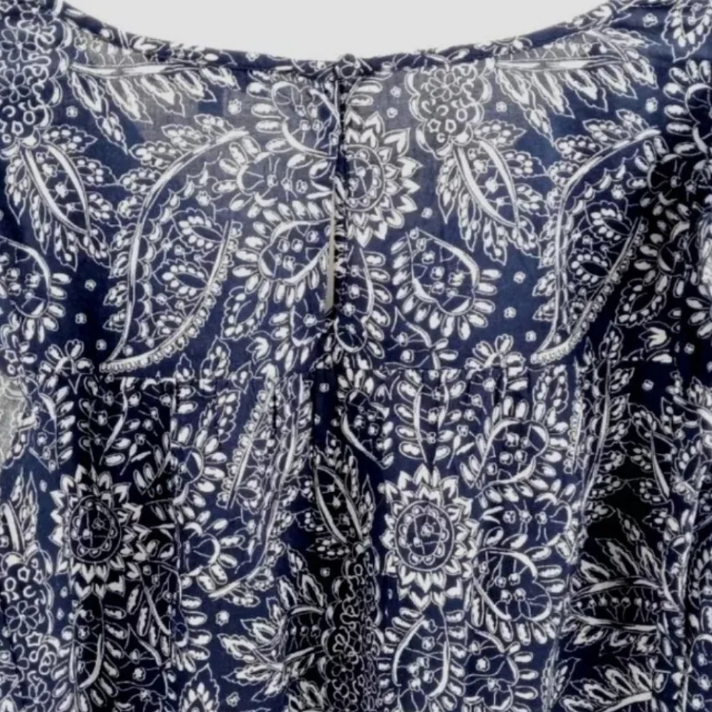 Madewell‎ Blue Paisley Garden Print Ruffle Shoulder Top